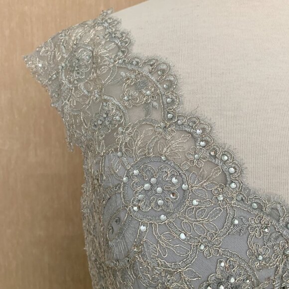 Madeline Gardner New York Pale Grey Formal Gown Dress Size 8 - Picture 5 of 10